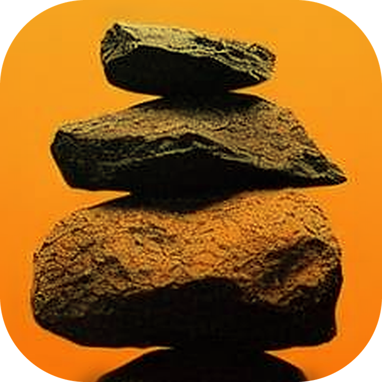 The Cairn app icon — a balanced cairn of stones on Bitcoin orange